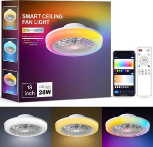 lot 8156 image: 18 Inch Smart Bladeless Ceiling Fan with Lights