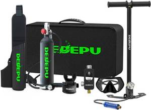 lot 163 image: DEDEPU Mini Scuba Tank 1L Portable Lung Air Tank with Snorkel Mask