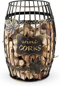 lot 8176 image: True Display Wine Kitchen Barrel Cage Holder Vino Cork Storage Box Brown