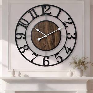 lot 8185 image: 20-Inch Large Metal Wall Clock, Silent Battery-Operated, Living Room
