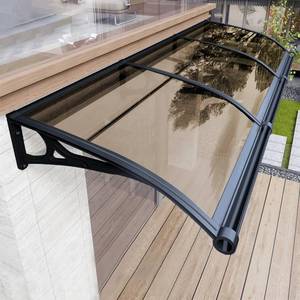 lot 8194 image: DoorWindow Awning with Aluminum Bracket & Polycarbonate, Brown 60x140cm