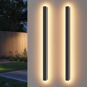 lot 8197 image: 2 Pack 40In Long Outdoor Wall Lights, Black Exterior Porch Light Fixtures