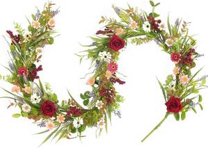 lot 8206 image: 6FT Summer Garland - Red Rose & Pink Daisy Artificial Flower Vine for Decor