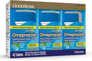 lot 8213 image: Good Sense Omeprazole 20 mg Coated Tablets Cool Mint 42 ct