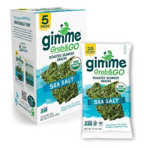 lot 8214 image: 2 PacksGimme Seaweed Grab & Go Organic Roasted Seaweed Snack Sea Salt, .14oz, 5