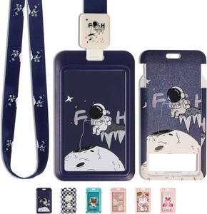 lot 8258 image: ID Badge Holder with Clip, Reels, and Lanyard, 15-Inch Pull Cord (Astronaut)