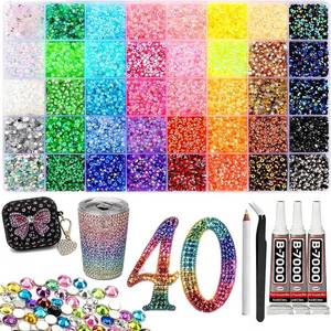 lot 8276 image: 35000 Pcs Bedazzling Kit 3mm Rhinestones for DIY Crafts, 40 Colors