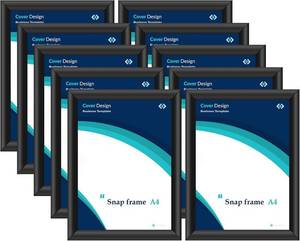 lot 8318 image: 10PCS A4 Snap Frames, Aluminum, Wall Mount, Black Finish, for Display