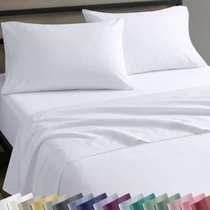 lot 8319 image: Soft Natural 100% Cotton Sateen Queen Sheets, 4 Pc Set, Bright White