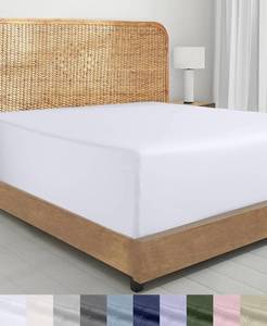 lot 8329 image: California Design Den 100% Organic Cotton King Fitted Sheet, Bright White