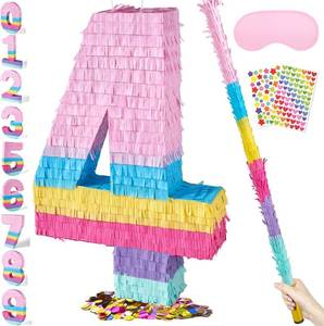 lot 8357 image: PCFING 20 In Number 4 Pi ata Set Pink Colors for Birthday Party Decorations