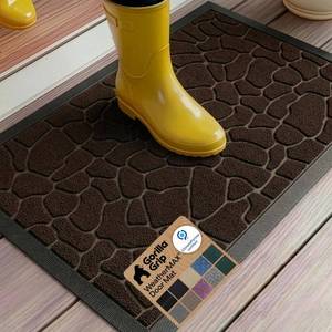 lot 8358 image: GORILLA GRIP WeatherMAX Door Mat, Indoor Outdoor, 35x23, Dark Brown Pebble