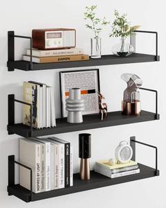 lot 8359 image: Floating Shelves, 24 In Bookshelves for Room Wall, Shelves on Wall (Black)