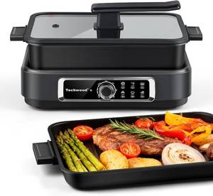 lot 8367 image: Techwood 1500W Electric Slow Cooker Skillet, 7.5-Quart, 5 Heat, Non-Stick