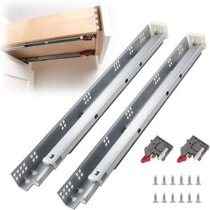 lot 8372 image: 1 Pair 21-Inch Undermount Drawer Slides, Soft-Close Full-Extension Rails