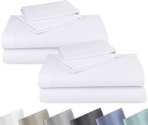 lot 8375 image: 2-Pack Soft Natural 100% Cotton Sateen Full Bed Sheets Sets, Bright White