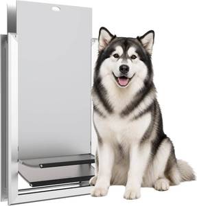 lot 8378 image: TIMOSS Extra Large Aluminum Dog Door for Doors, Double Panels Energy Saving