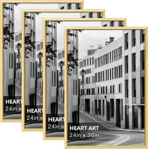 lot 8383 image: HEART ART 24x36 Poster Frames Without Mat Set of 4, Gold