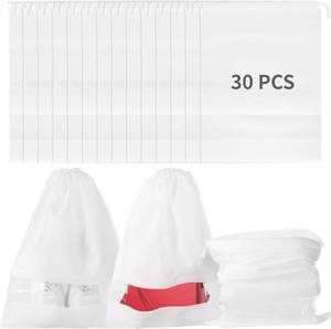 lot 8396 image: 30 Pcs Dust Bags for Handbags & Purses 21x16 Windowed Non-Woven Drawstring