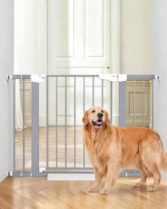 lot 8406 image: Cumbor 30-46 Baby Gate for Stairs, Auto Close Dog Gate Indoor Gray