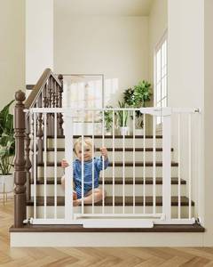 lot 8418 image: Cumbor 30-46 Baby Gate for Stairs, Auto Close Dog Gate for Doorways White