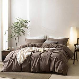 lot 8426 image: BDEAR 3Pcs Light Chocolate Brown Duvet Cover Set Queen Size 90 L x 90 W