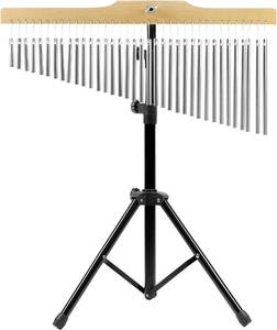lot 8429 image: QWORK 36-Tone Musical Chimes with 2.3 4.2 ft Adjustable Stand, Chrome Bells