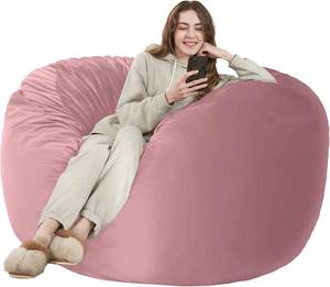 lot 8436 image: HABUTWAY 4 Memory Foam Bean Bag Chair with Microfiber Cover, Soft Pink