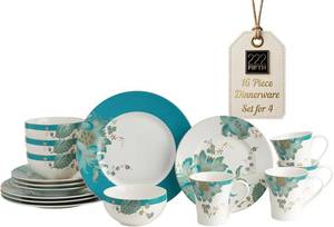 lot 8441 image: 222 Fifth Eliza 16-Piece Porcelain Dinnerware Set for 4 - Chip-Resistant