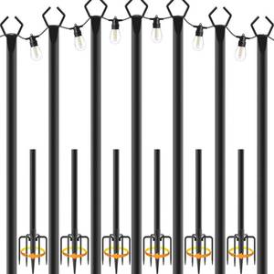 lot 8442 image: NUERPO 7-Pack String Light Poles, 10 ft Metal Poles for Outdoor Lights