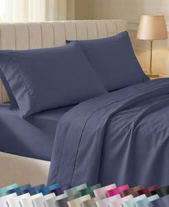 lot 8466 image: California Design Den Soft 100% Cotton Sateen Full Bed Sheets, 4 Pc Set