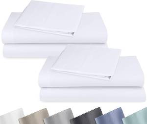 lot 8467 image: 2-Pack Soft Natural 100% Cotton Sateen Twin Sheets Set, Bright White