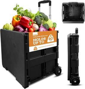 lot 8468 image: Inspired Living Collapsible 2-Wheel Utility Cart with Lid, 250 lb, Black