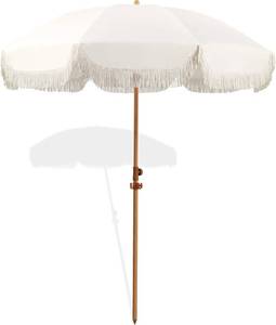 lot 8479 image: Seazul 6.5ft Patio Umbrella with Fringe, Beach Umbrella, Fringe Umbrella