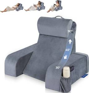 lot 8483 image: Kayfia Reading Pillow, 30-90  Stepless Adjust Angle & Height, Medium, Grey