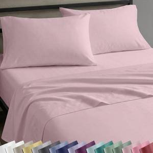 lot 8488 image: Soft Natural 100% Cotton Sateen Queen Bedsheet, 1 Pc Set, Pink  Flat Sheet Only 