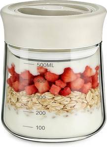 lot 8550 image: MOODTALK Overnight Oats Containers with Lids, 17oz Glass Mason Jars