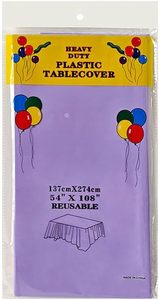 lot 8610 image: 2 Pack Disposable Plastic Tablecloths 54x108 in Light Purple, Oil-Proof