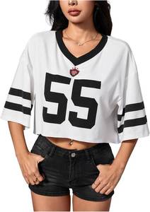 lot 8621 image: SOLY HUX Womens Jersey T-Shirt Crop Tops Number Print Graphic Tees Medium