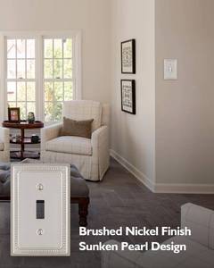 lot 8636 image: Switch Plates Outlet Covers, 2-Pack Brushed Nickel Metal Wall Plate