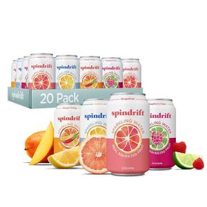 lot 8678 image: Spindrift Sparkling Water, 4-Flavor Variety Pack, Real Squeezed Fruit, 12 oz