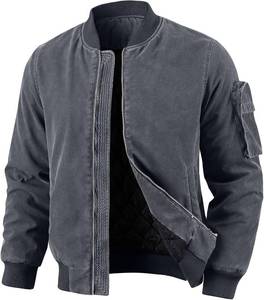 lot 8691 image: Mens Bomber Jacket Military Zip-Up Flight Windbreaker Small