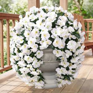 lot 8694 image: Fake Hibiscus Hanging Flowers, 2pcs Silk Vines, UV-Resistant for Outdoors