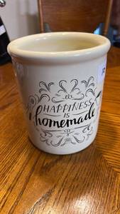 lot 10 image: Ceramic Canister with Happiness is Homemade Text and Decorative Design