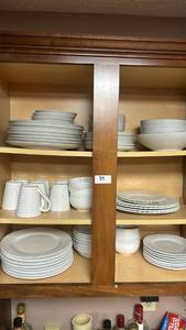 lot 35 image: Dinnerware Set White Plates Bowls Cups Lot