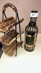 lot 39 image: Wine Bottle Holder Cage with Cork Storage