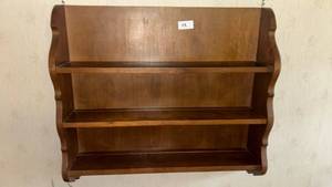 lot 48 image: Wall-Mounted Wooden Shelf with Three Shelves