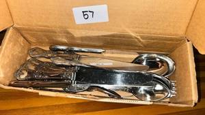 lot 57 image: Flatware Lot Ornate Handle Knives Forks Spoons Serving Pieces