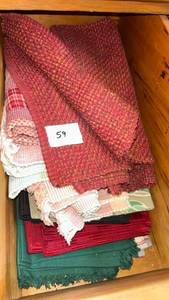 lot 59 image: Fabric Lot Red Green Gold Textured Samples Bundle