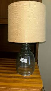 lot 60 image: Table Lamp with Glass Base and Cream Cylindrical Shade